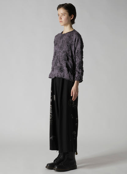 BIG FLOWER WRINKLED BIG KNIT PULLOVER