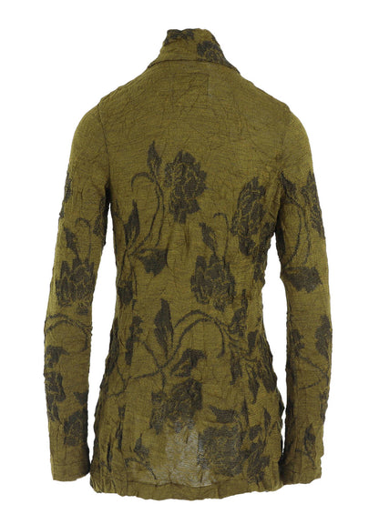 BIG FLOWER WRINKLED KNIT JACKET