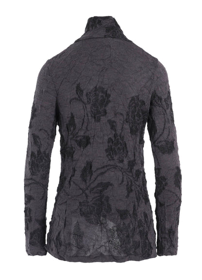 BIG FLOWER WRINKLED KNIT JACKET