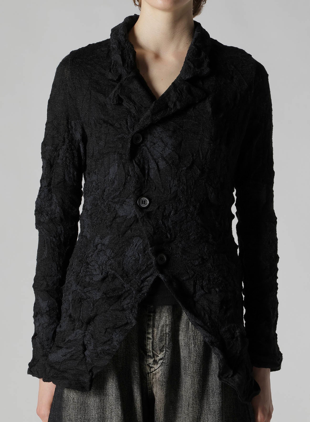 BIG FLOWER WRINKLED KNIT JACKET