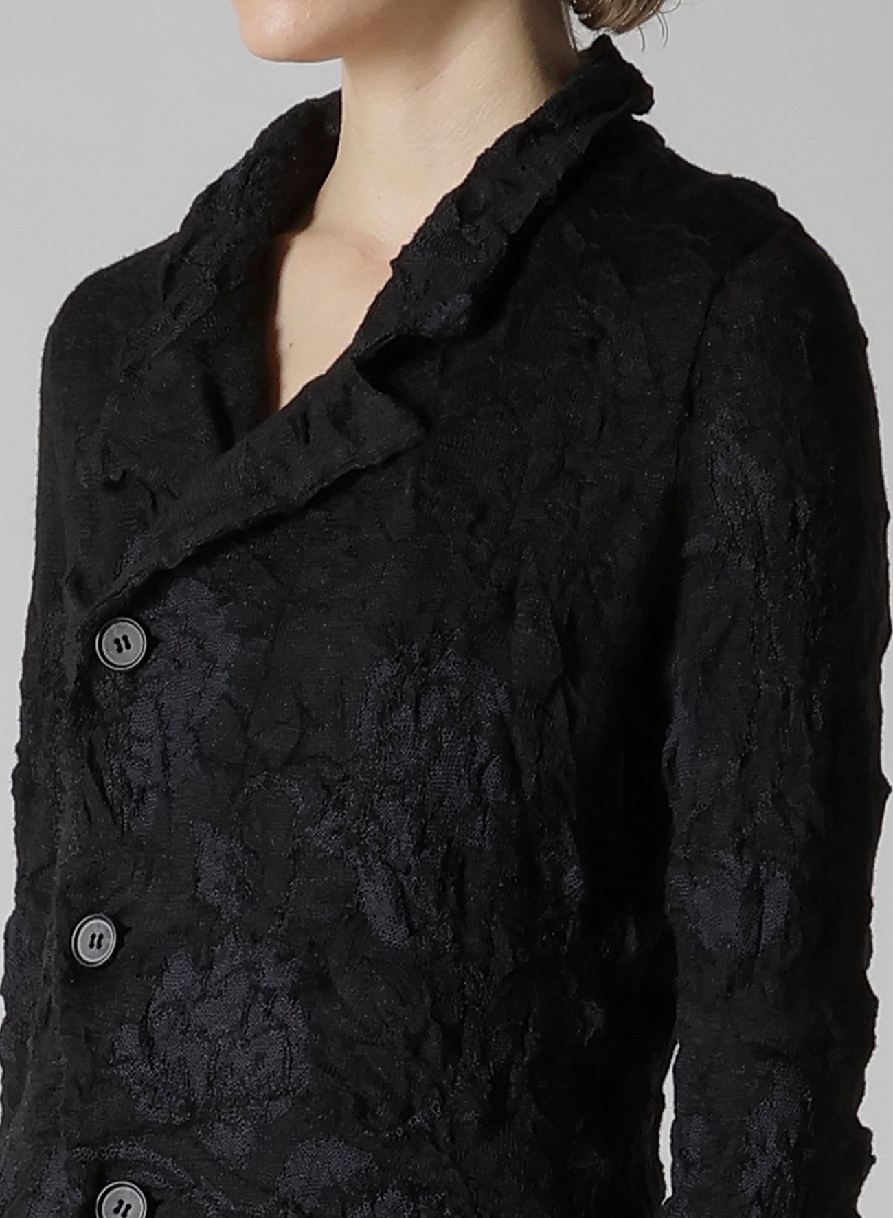 BIG FLOWER WRINKLED KNIT JACKET