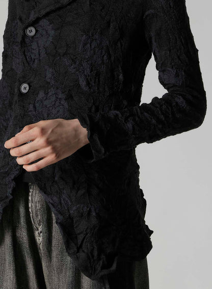 BIG FLOWER WRINKLED KNIT JACKET
