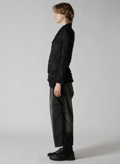 BIG FLOWER WRINKLED KNIT JACKET