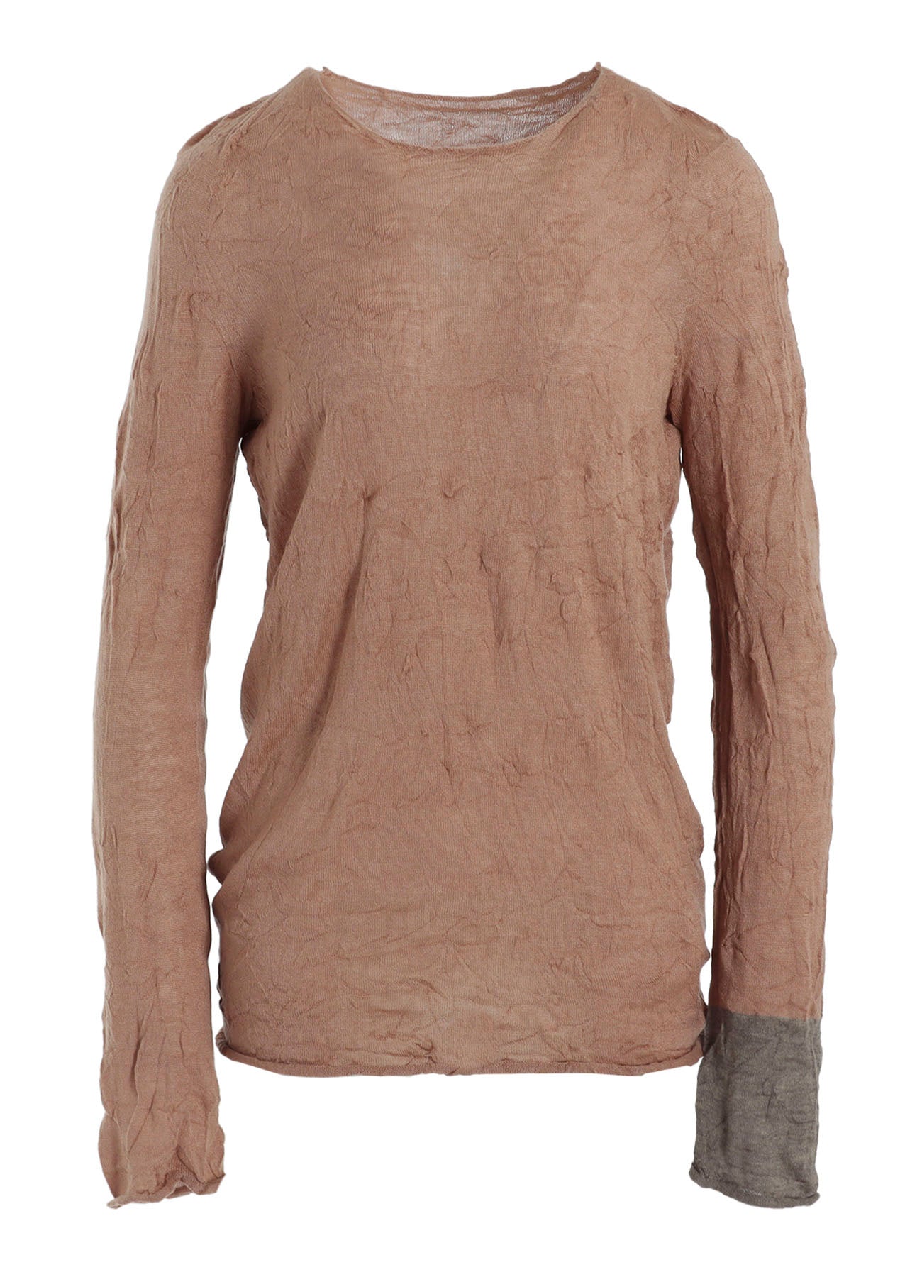 ROUND NECK WRINKLED LONG SLEEVE PULLOVER