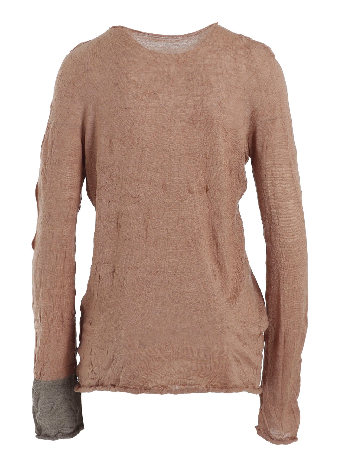 ROUND NECK WRINKLED LONG SLEEVE PULLOVER