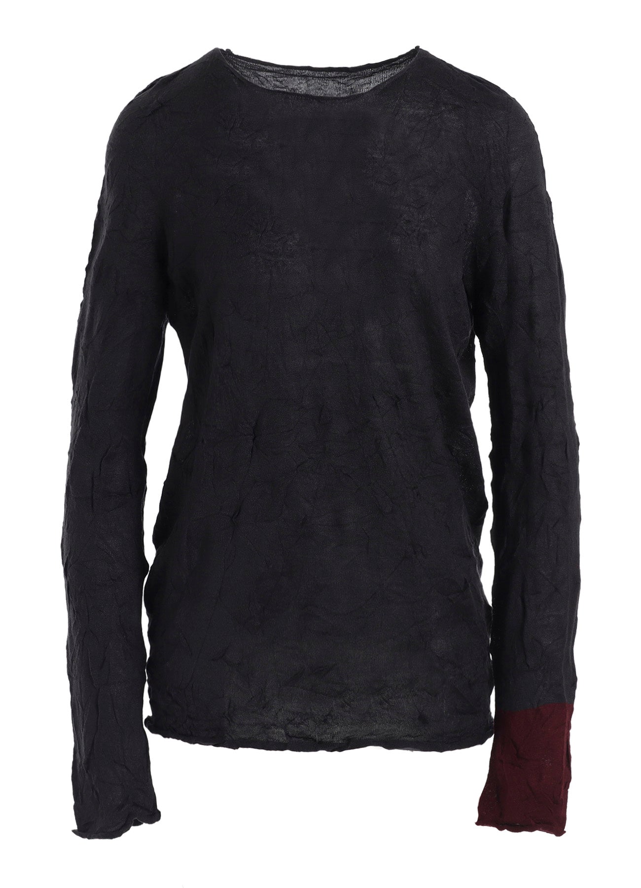 ROUND NECK WRINKLED LONG SLEEVE PULLOVER