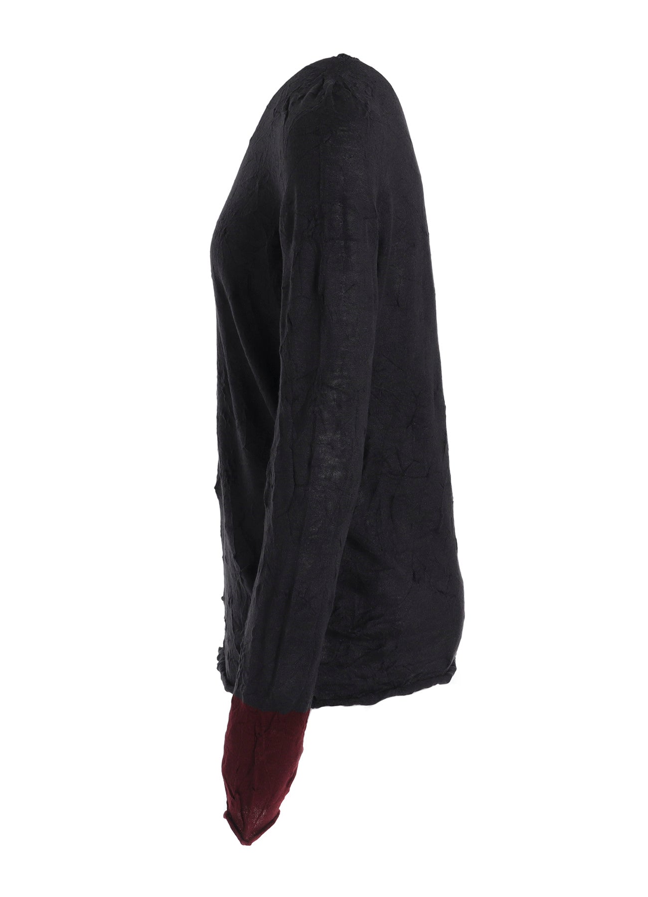 ROUND NECK WRINKLED LONG SLEEVE PULLOVER