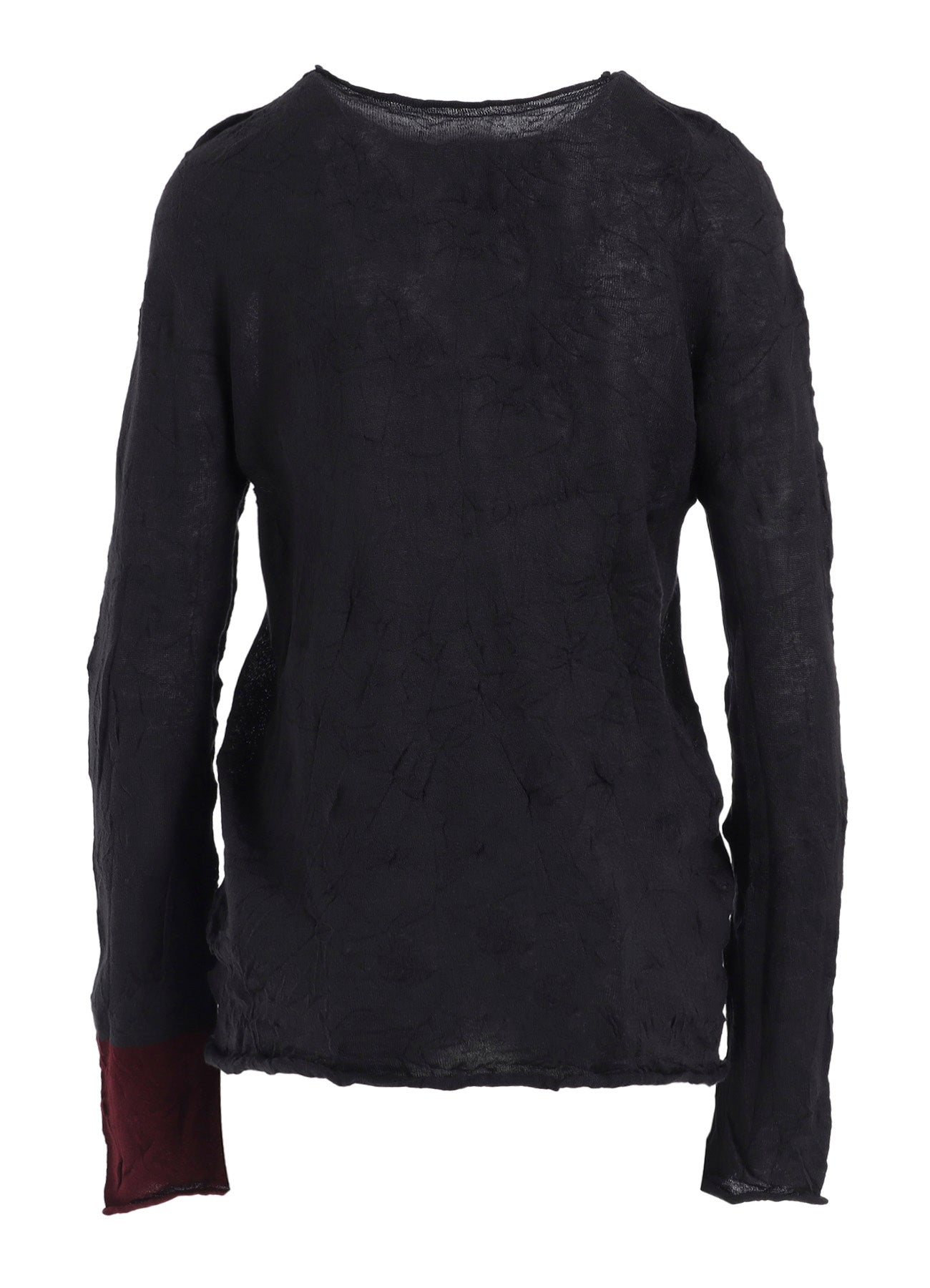 ROUND NECK WRINKLED LONG SLEEVE PULLOVER