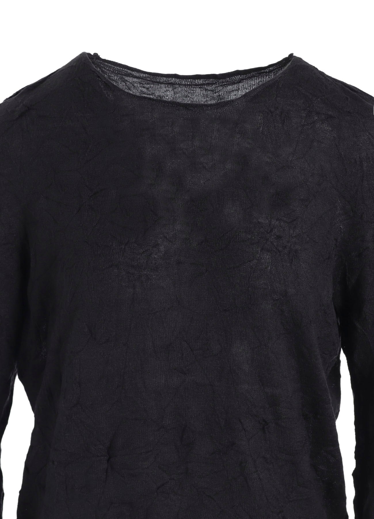 ROUND NECK WRINKLED LONG SLEEVE PULLOVER