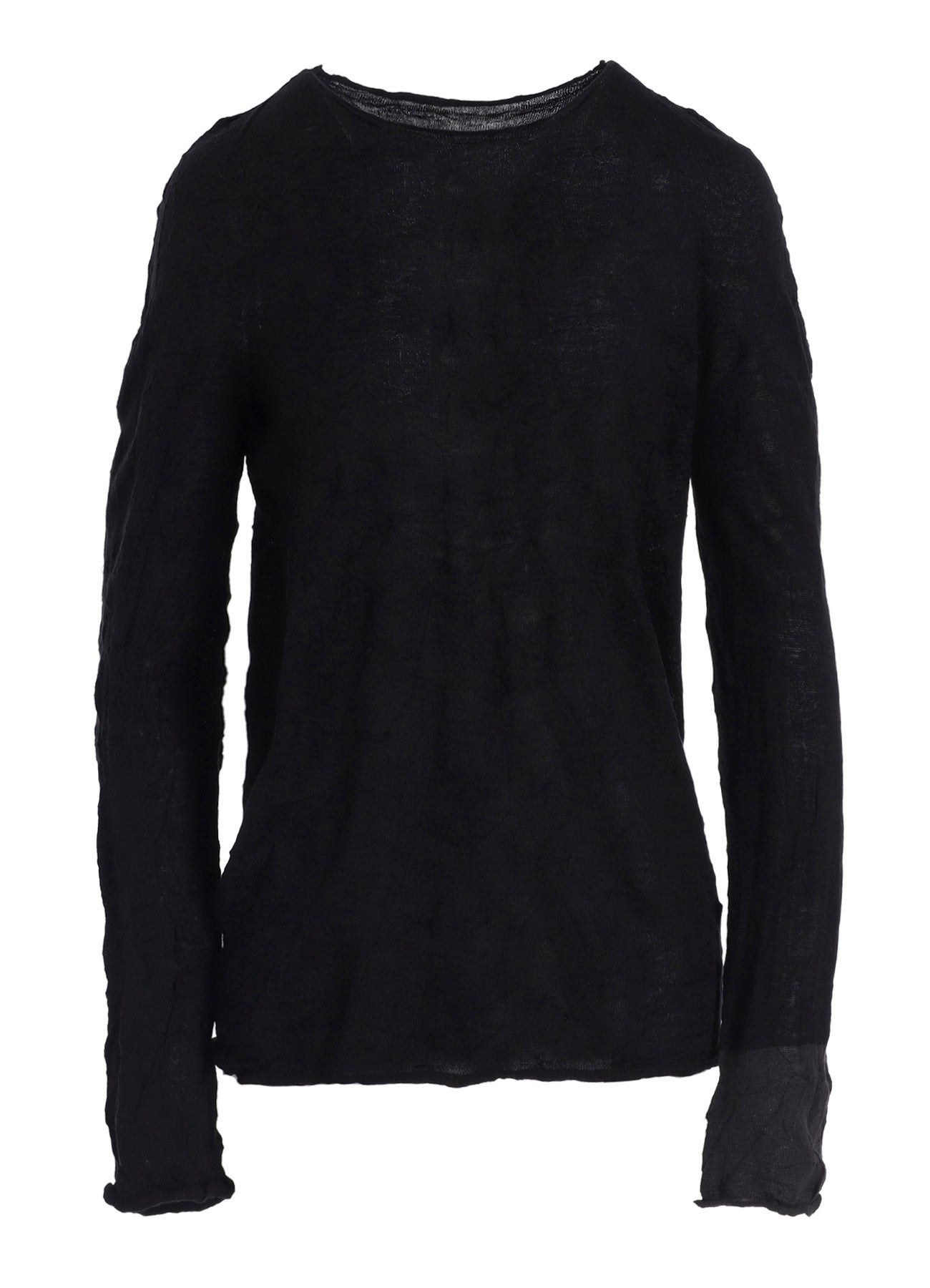 ROUND NECK WRINKLED LONG SLEEVE PULLOVER