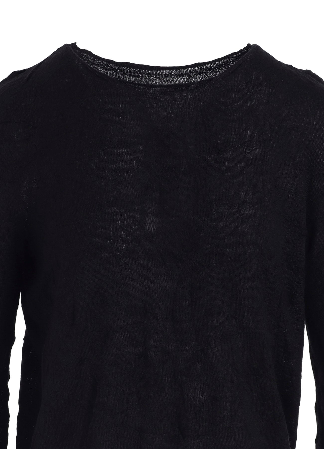 ROUND NECK WRINKLED LONG SLEEVE PULLOVER
