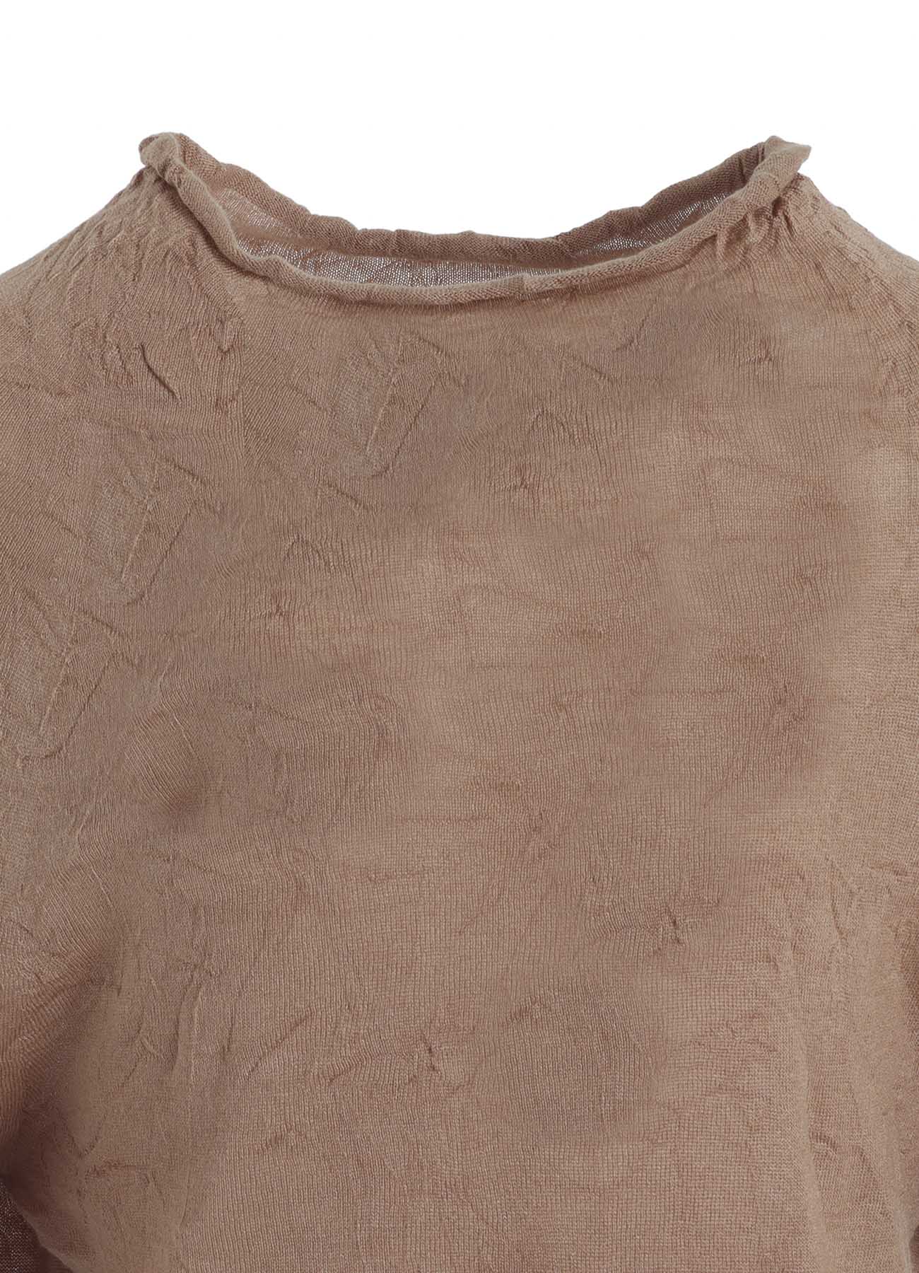 OFF NECK WRINKLED LONG SLEEVE PULLOVER
