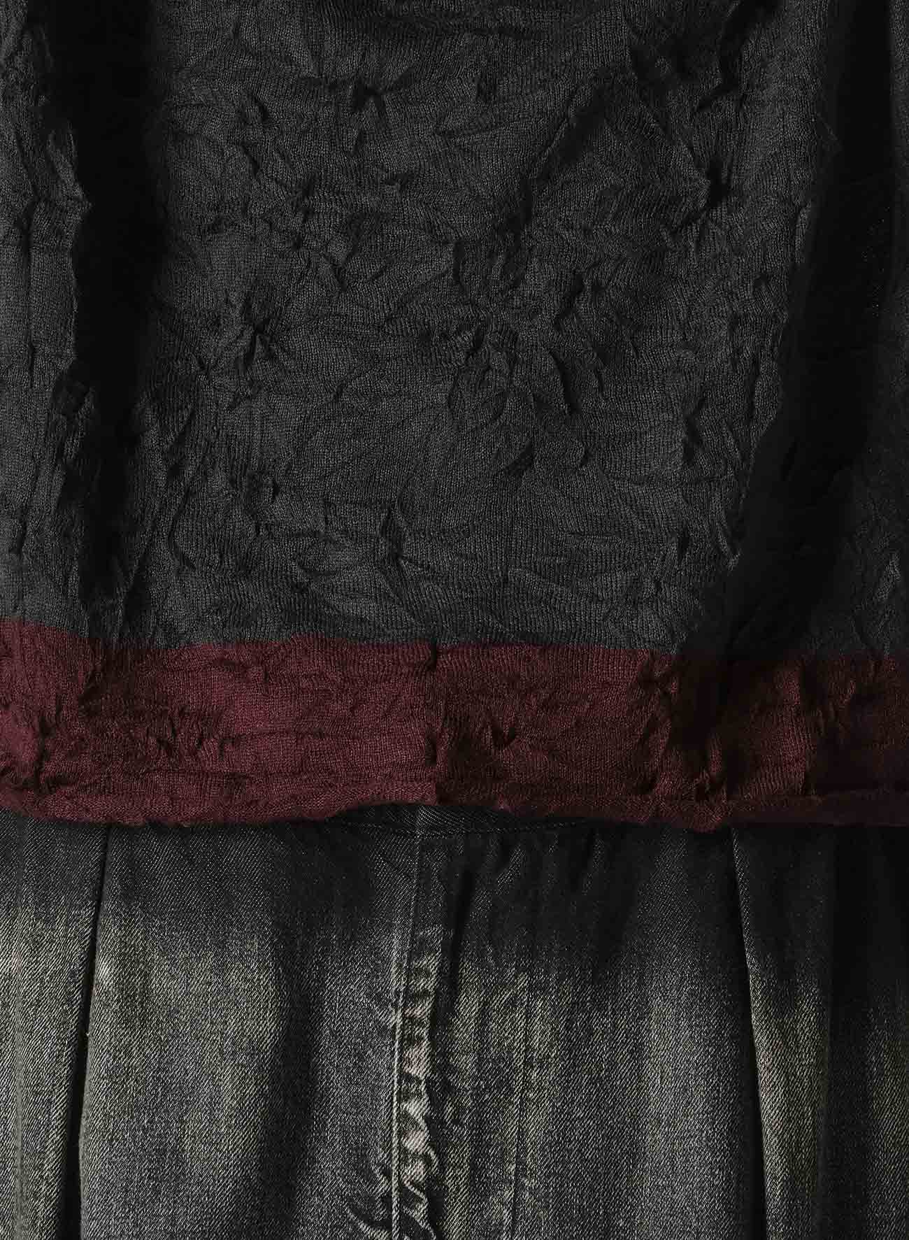 OFF NECK WRINKLED LONG SLEEVE PULLOVER