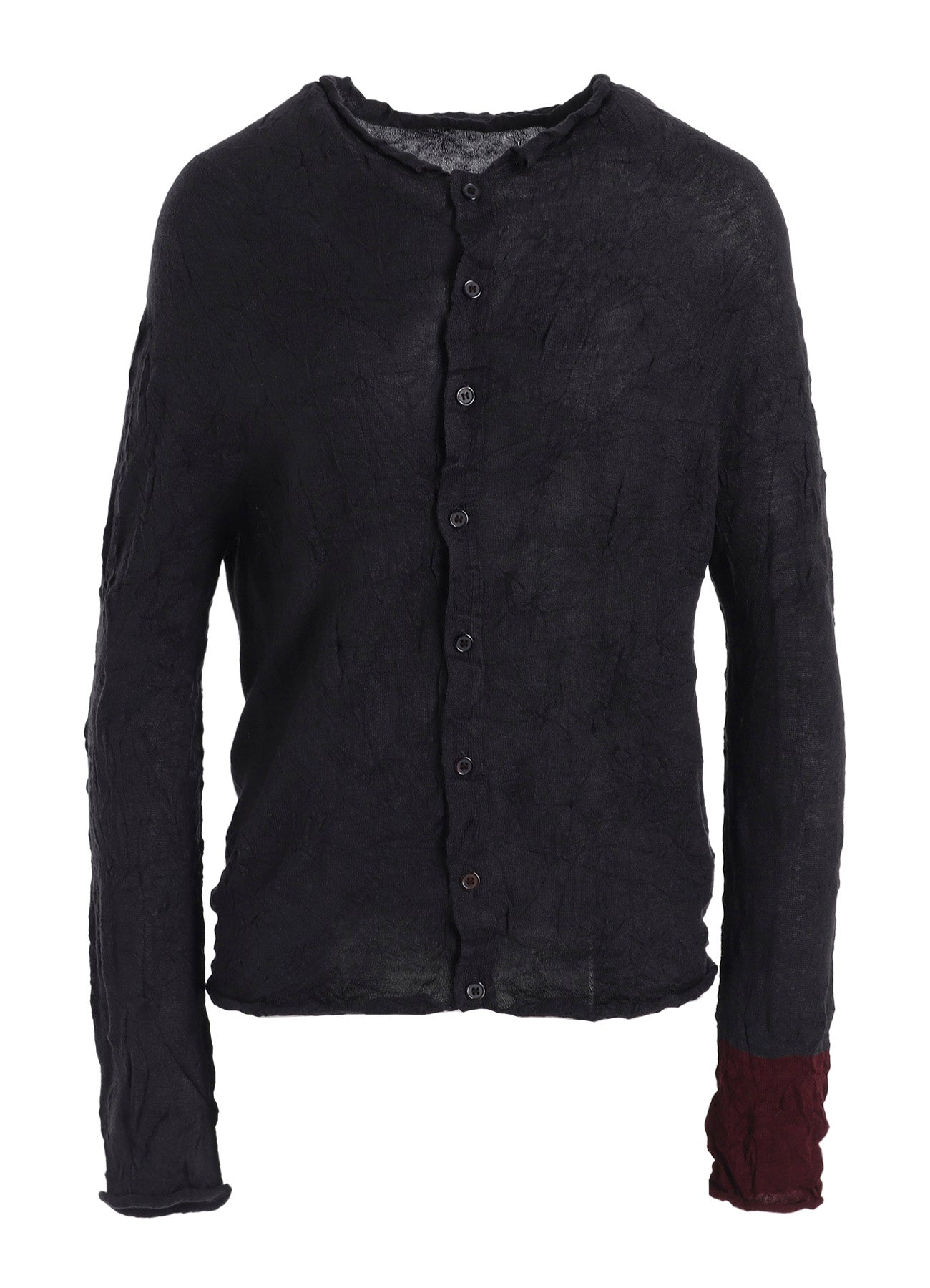 OFF NECK WRINKLED LONG SLEEVE CARDIGAN