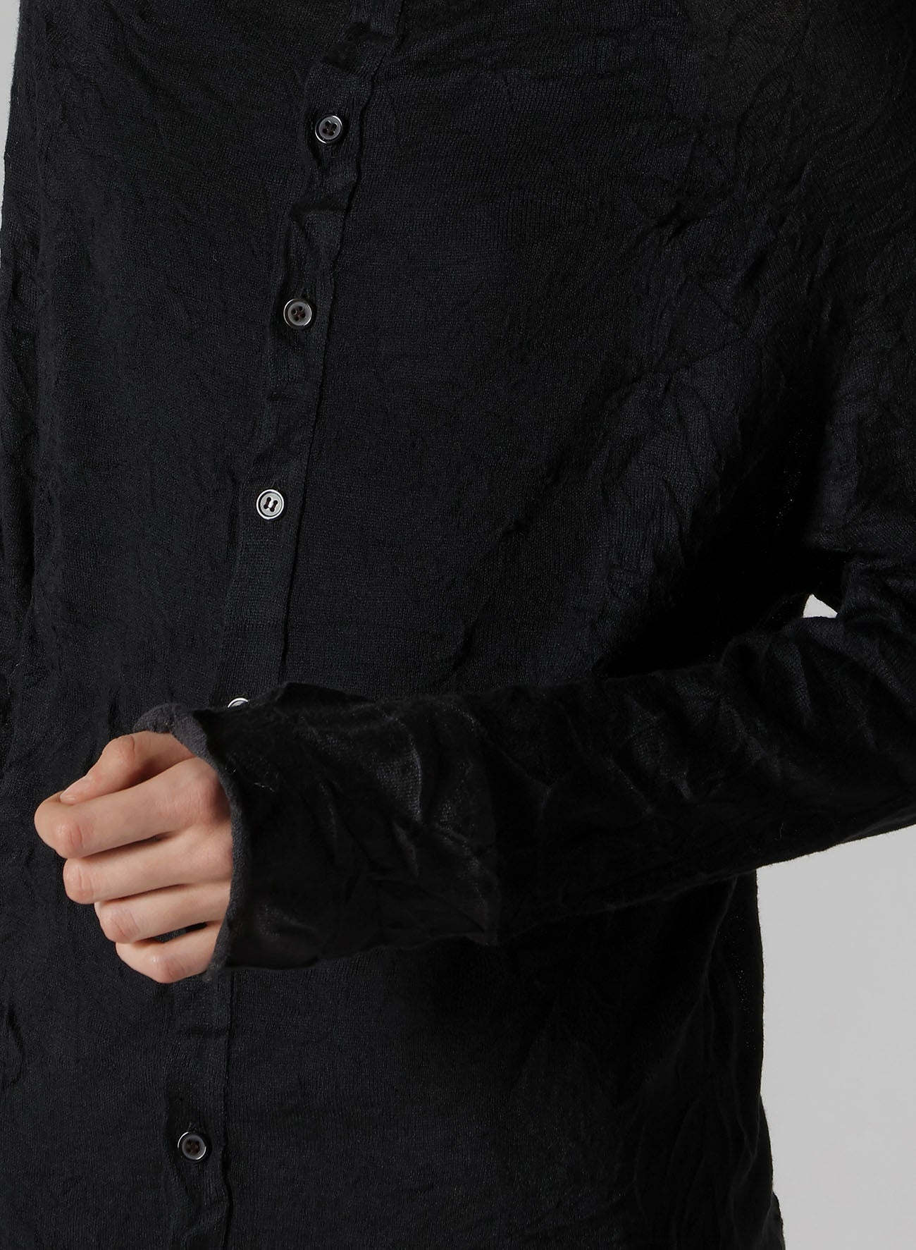 OFF NECK WRINKLED LONG SLEEVE CARDIGAN