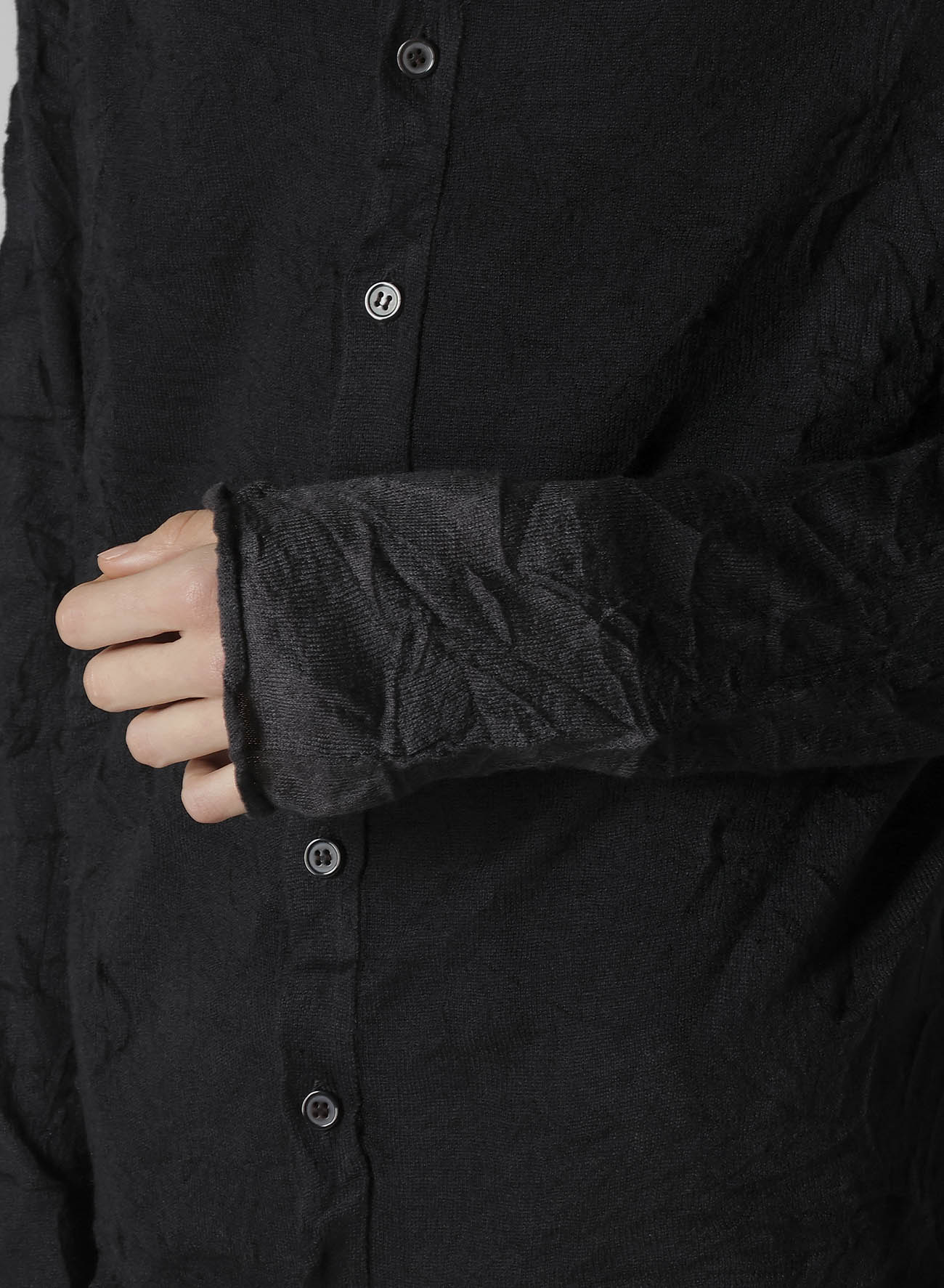 OFF NECK WRINKLED LONG SLEEVE CARDIGAN