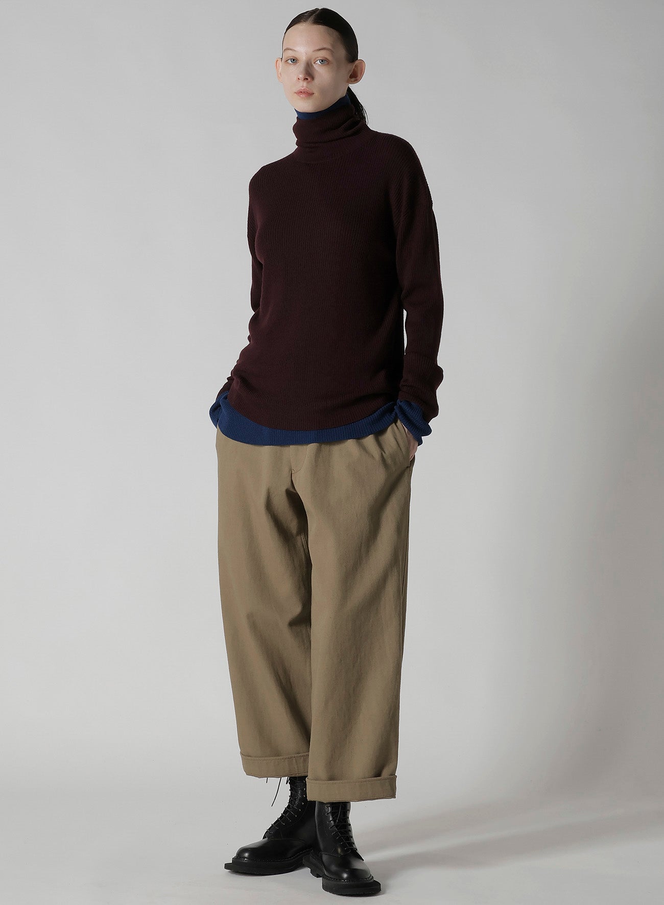 RIB OVERSIZED HIGH NECK KNIT