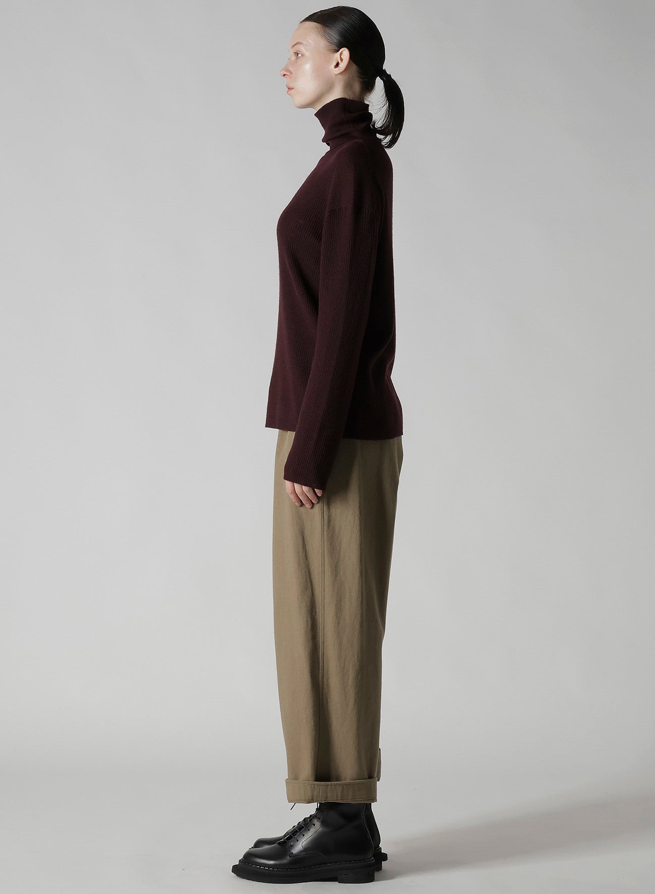RIB OVERSIZED HIGH NECK KNIT