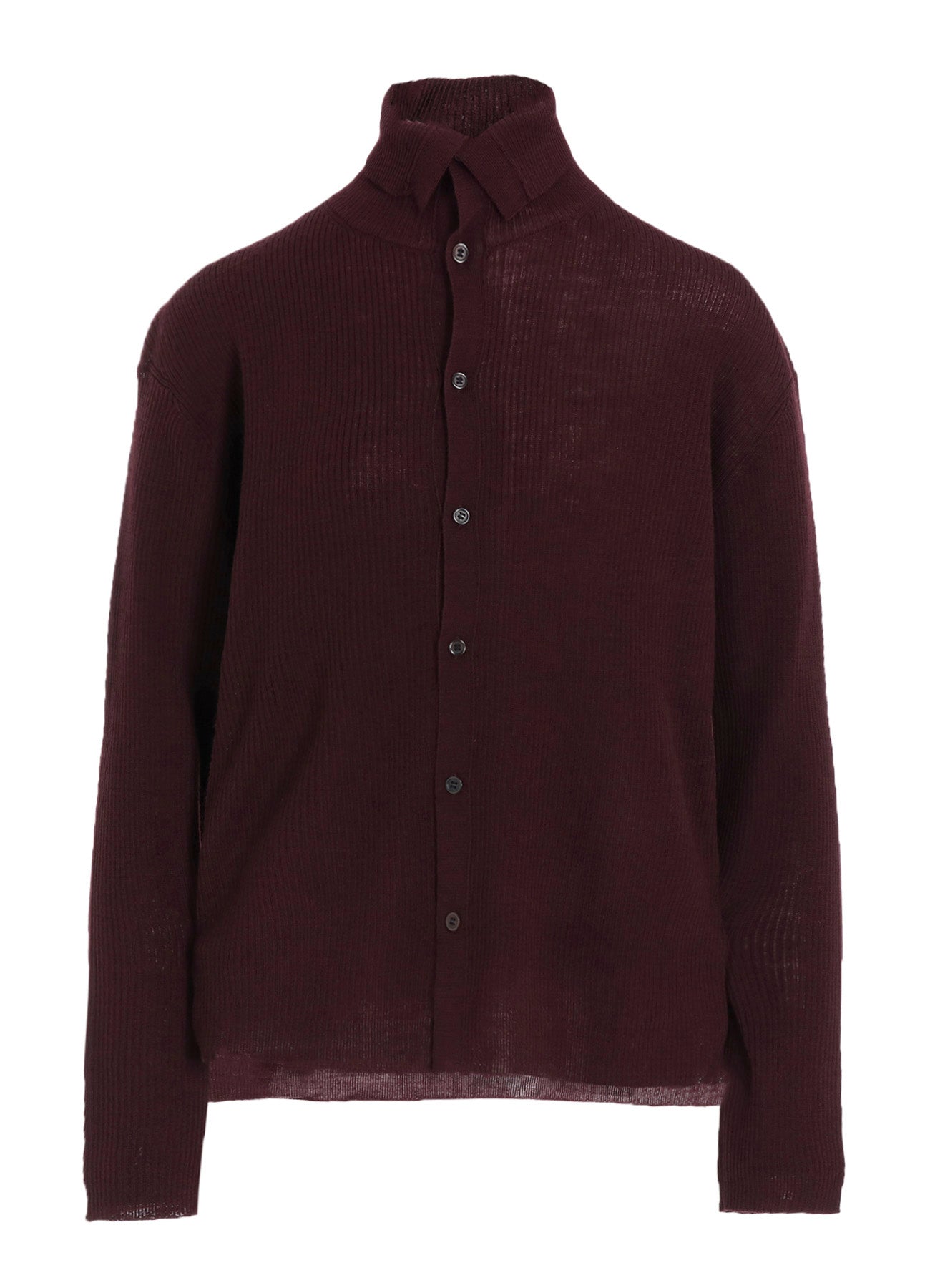 RIB HIGH NECK KNIT CARDIGAN