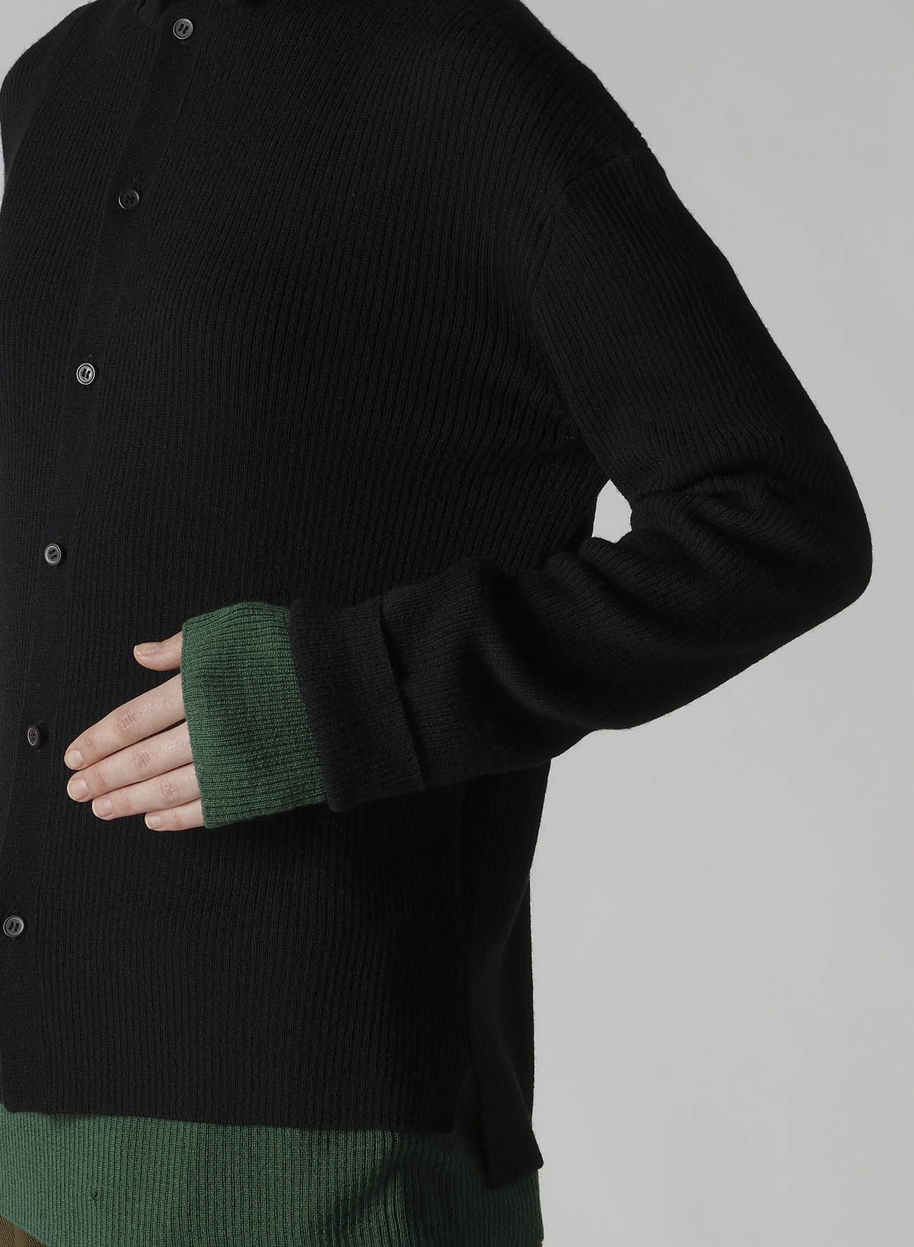 RIB HIGH NECK KNIT CARDIGAN