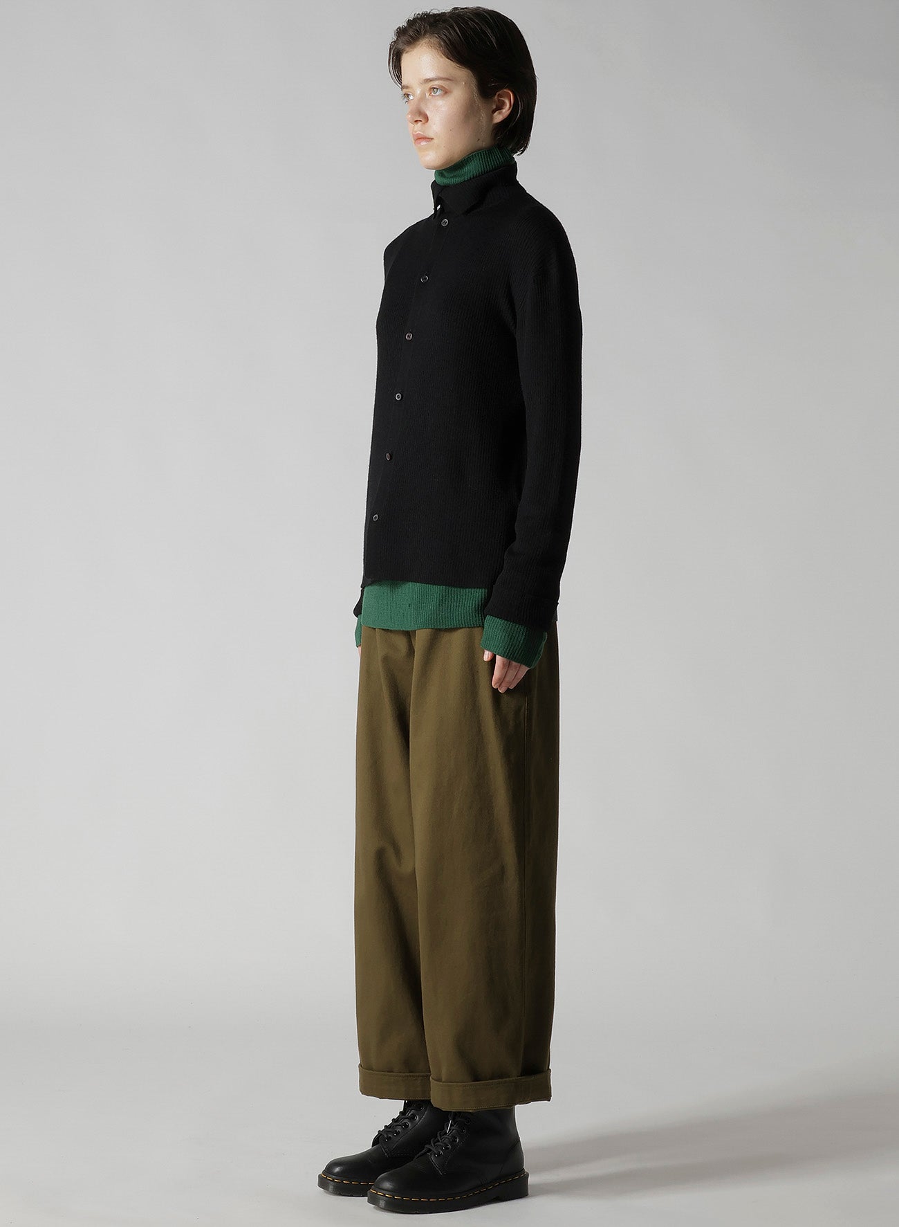 RIB HIGH NECK KNIT CARDIGAN