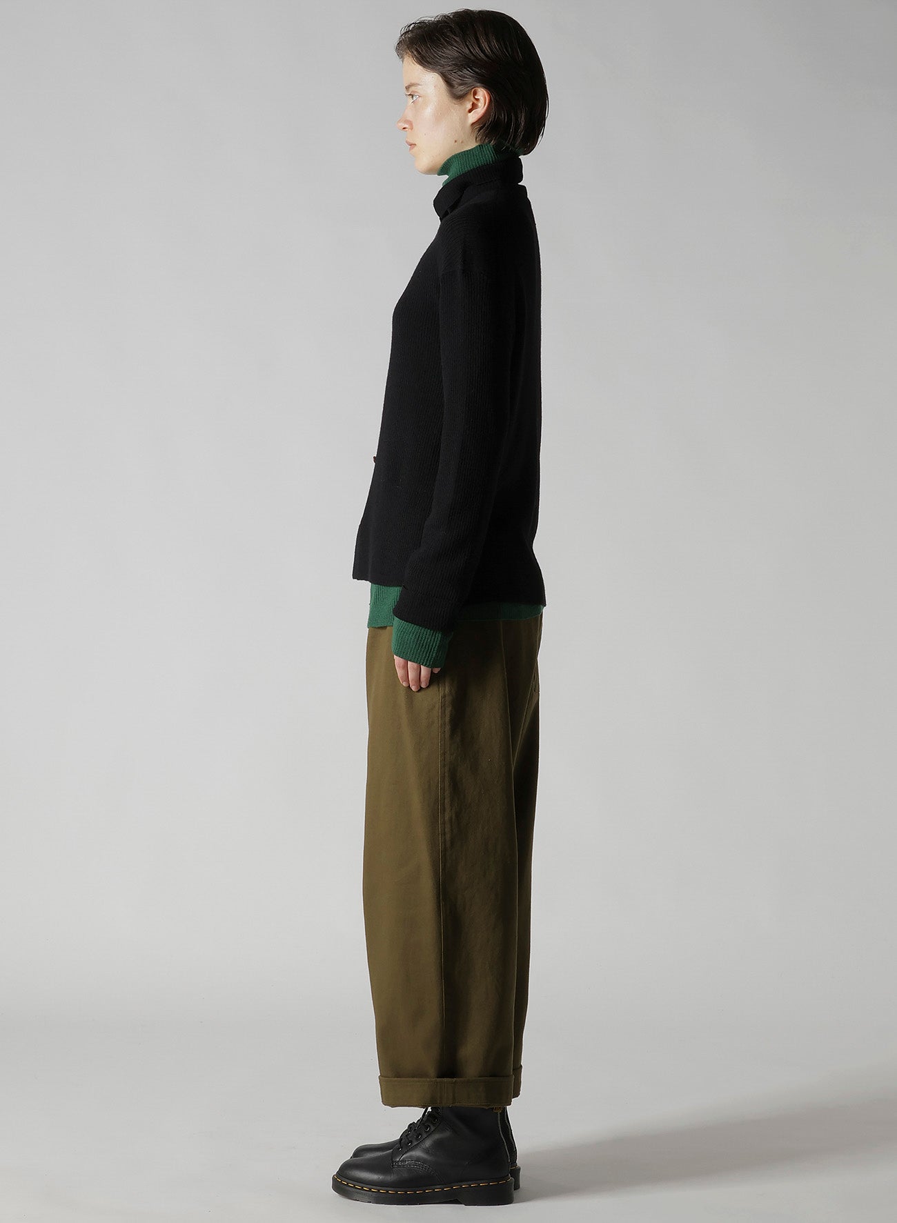 RIB HIGH NECK KNIT CARDIGAN