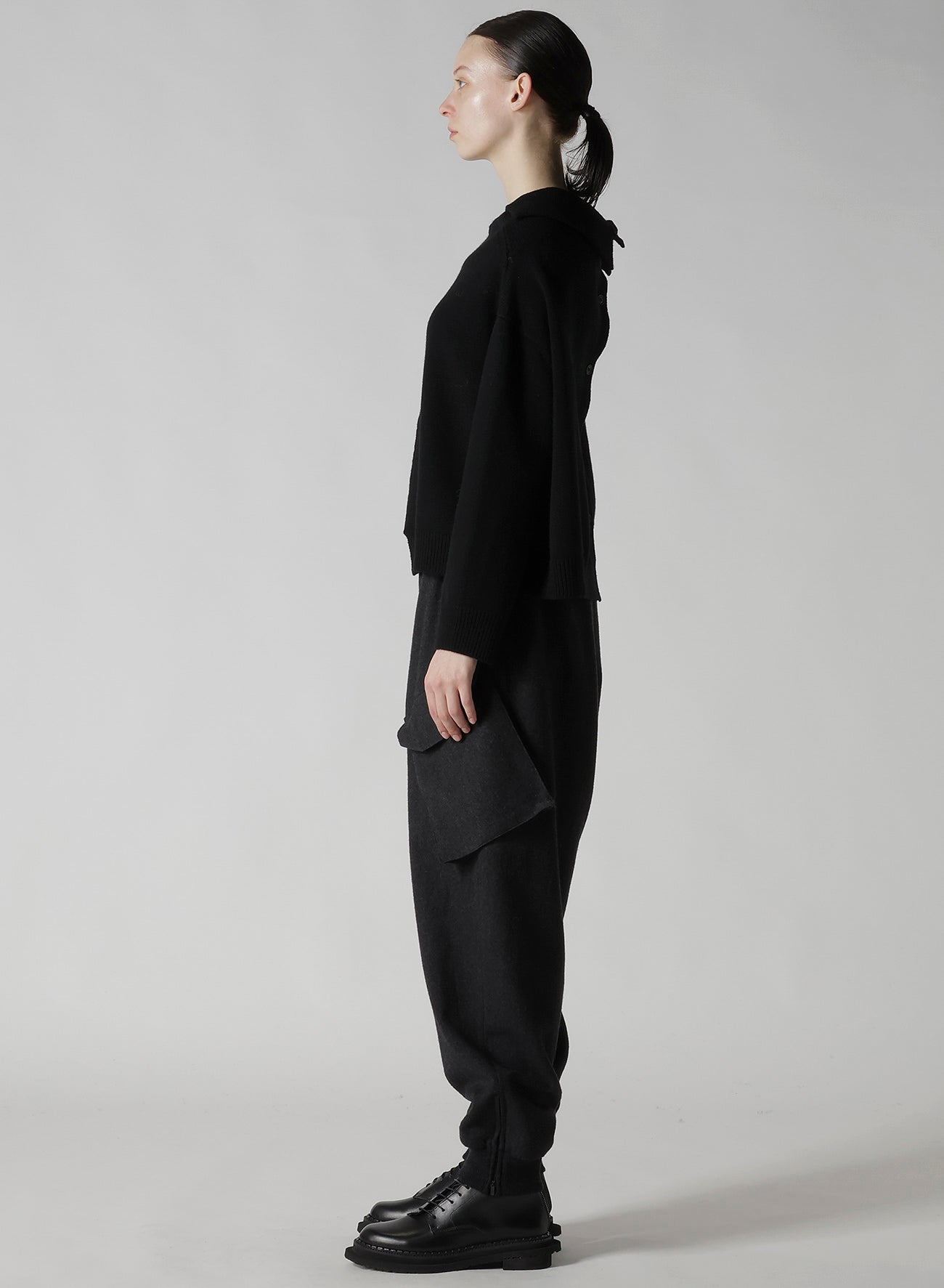 WOOL JERSEY ASYMMETRIC PULLOVER