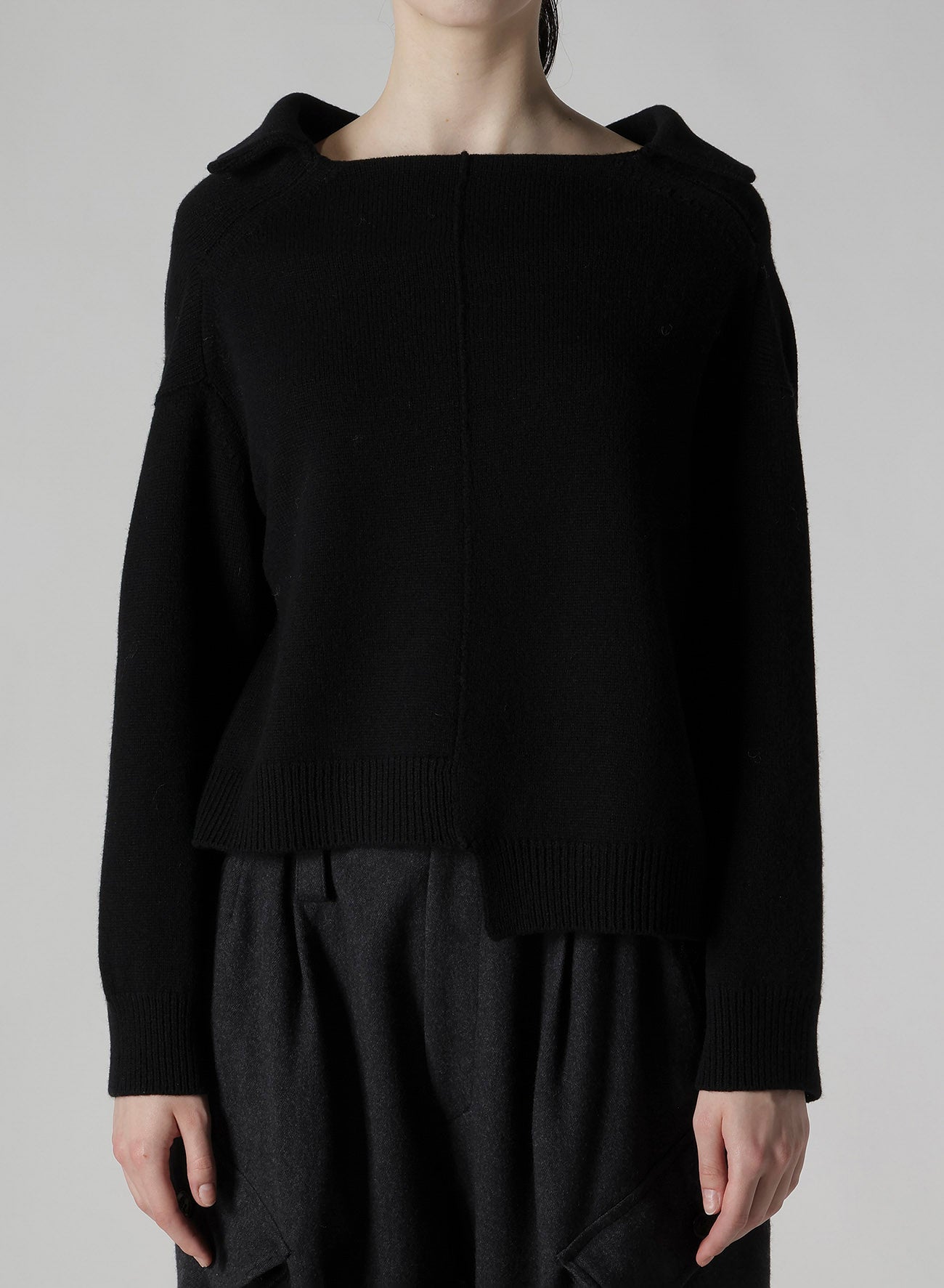 WOOL JERSEY ASYMMETRIC PULLOVER
