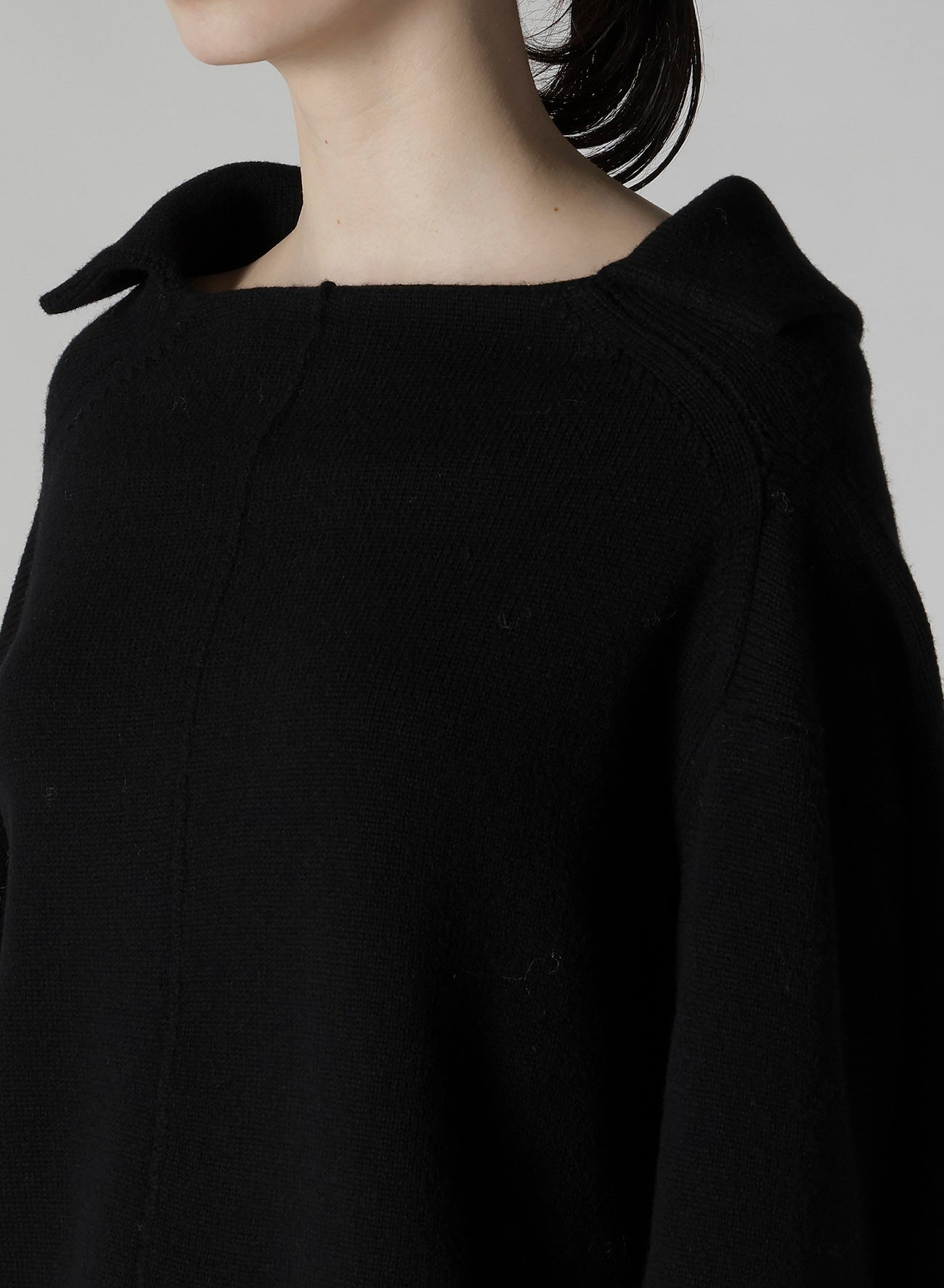 WOOL JERSEY ASYMMETRIC PULLOVER