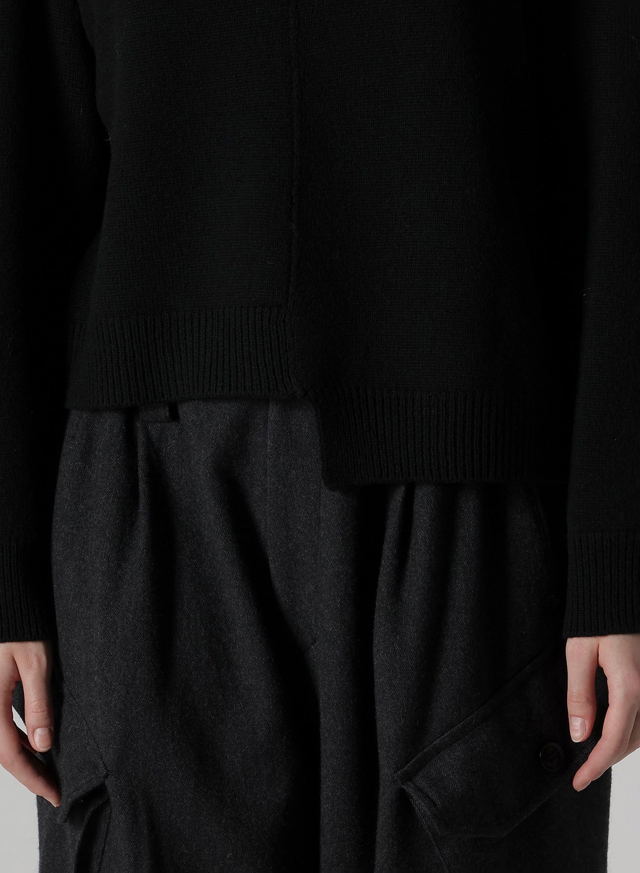 WOOL JERSEY ASYMMETRIC PULLOVER