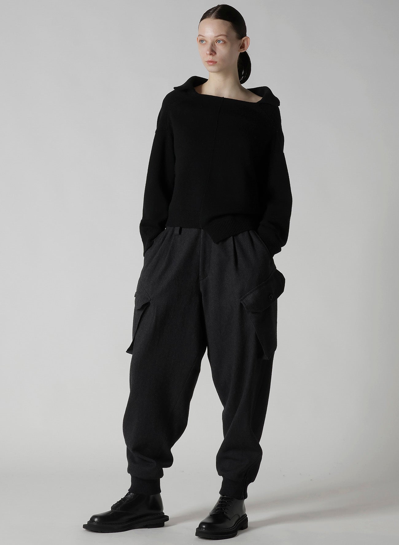 WOOL JERSEY ASYMMETRIC PULLOVER
