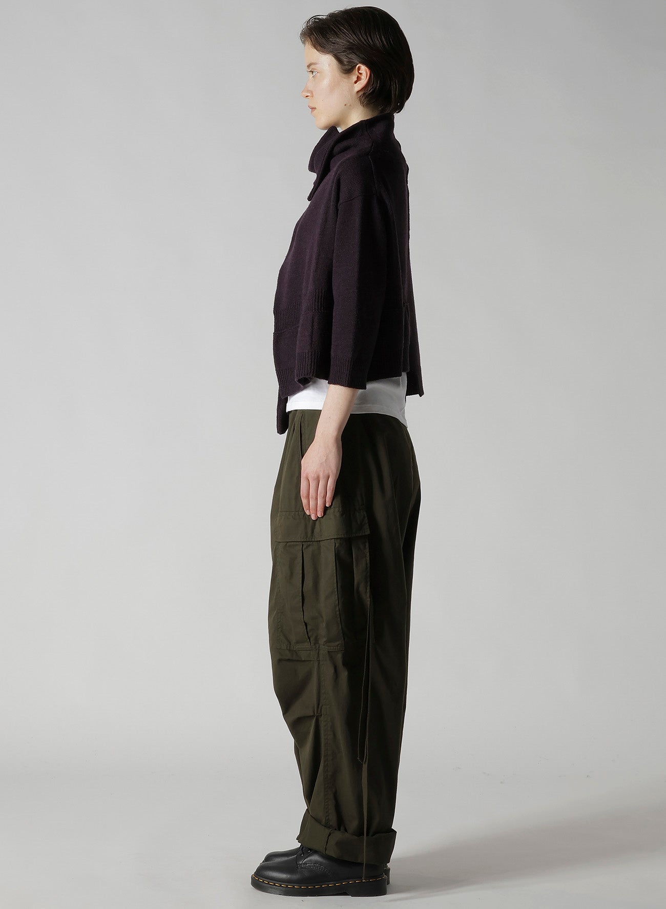 WOOL JERSEY SNAP BUTTON CARDIGAN