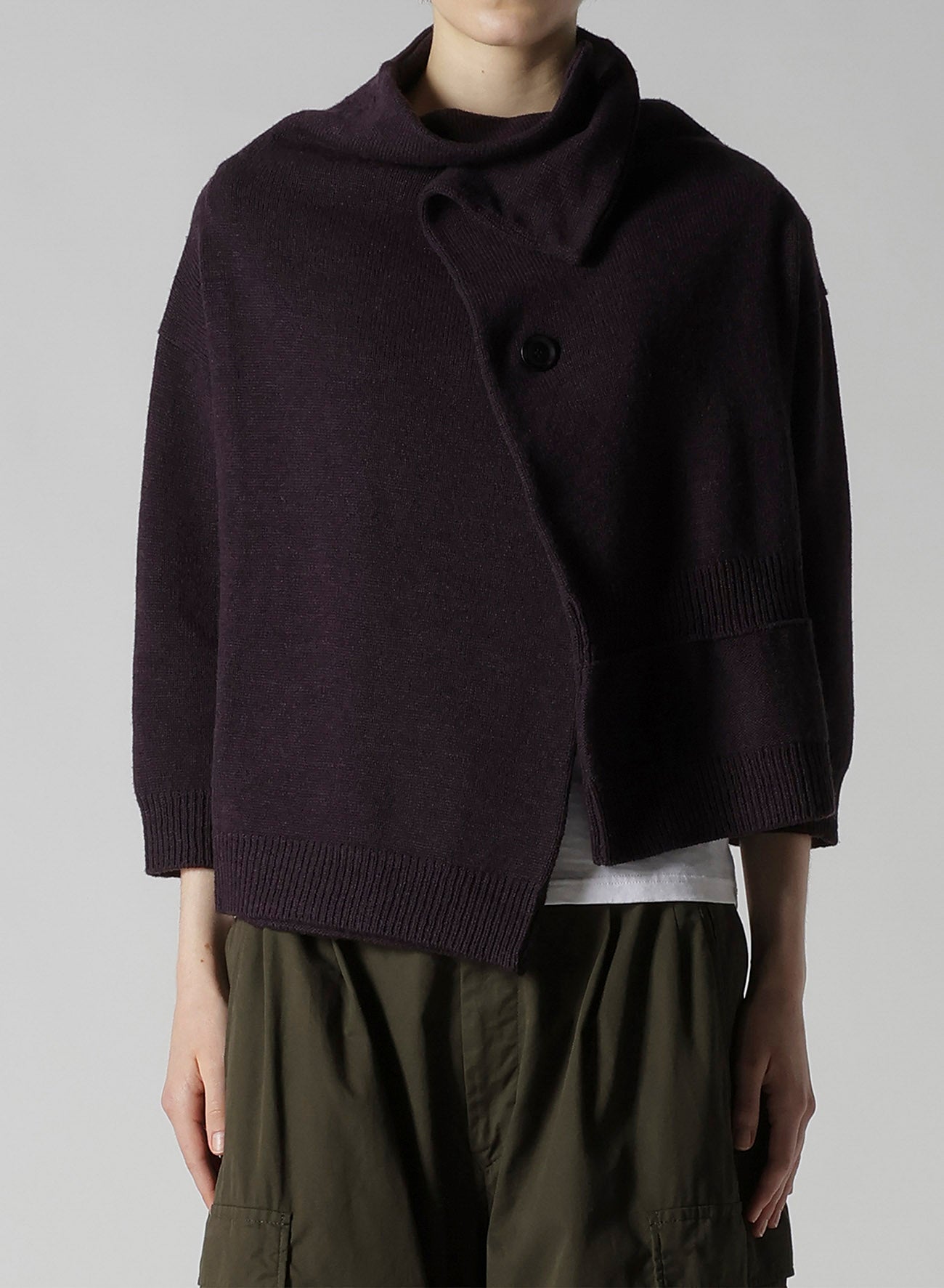 WOOL JERSEY SNAP BUTTON CARDIGAN