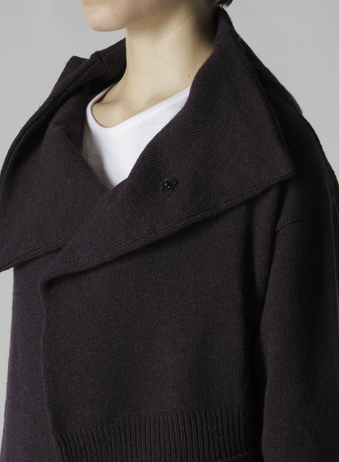 WOOL JERSEY SNAP BUTTON CARDIGAN