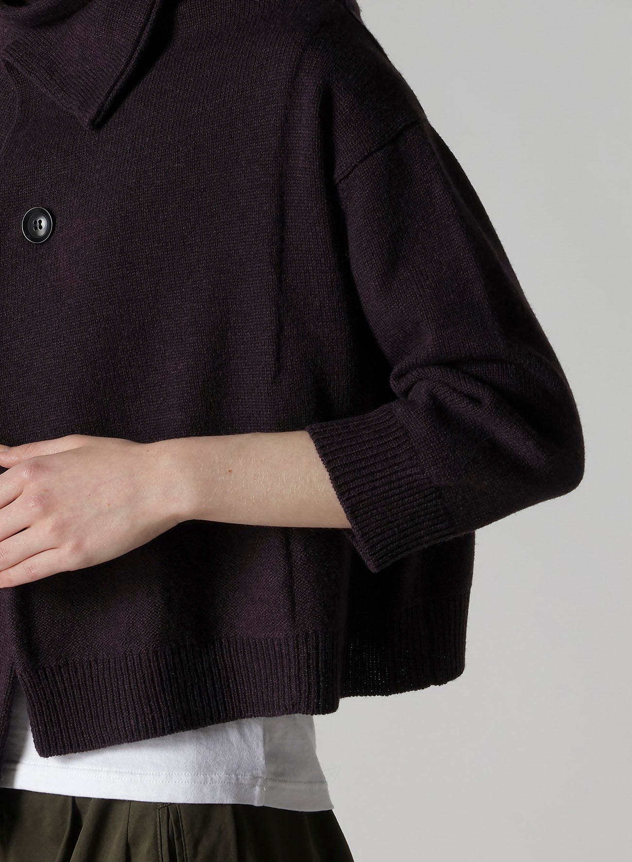 WOOL JERSEY SNAP BUTTON CARDIGAN