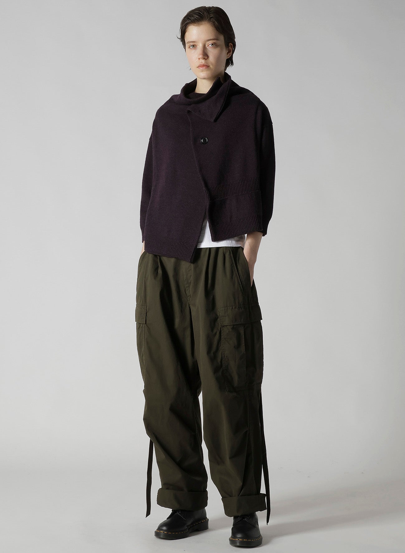 WOOL JERSEY SNAP BUTTON CARDIGAN