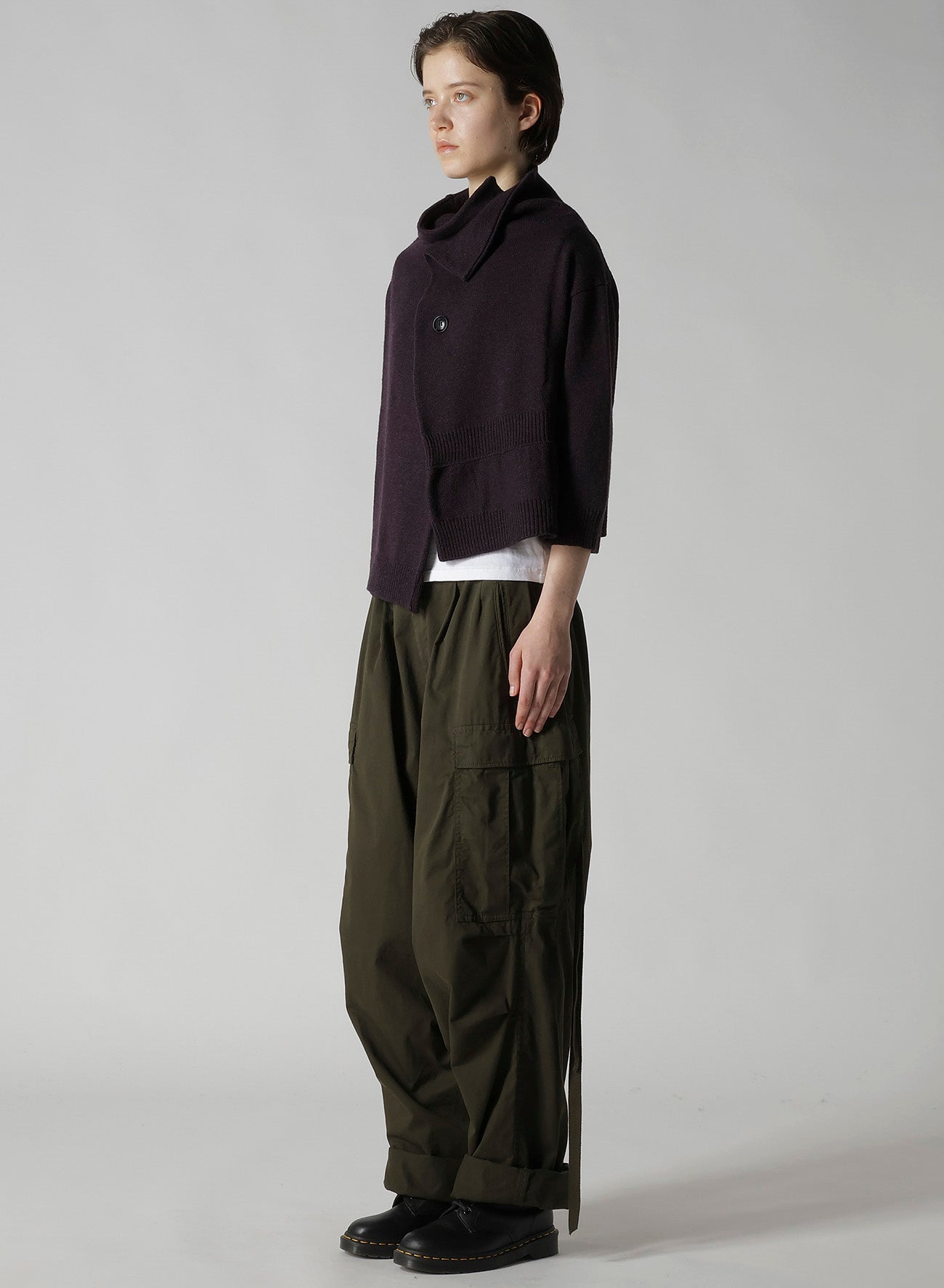 WOOL JERSEY SNAP BUTTON CARDIGAN