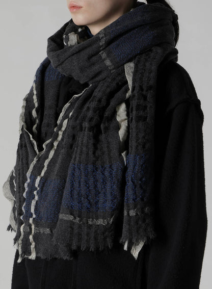 W PLAID FRILL SCARF