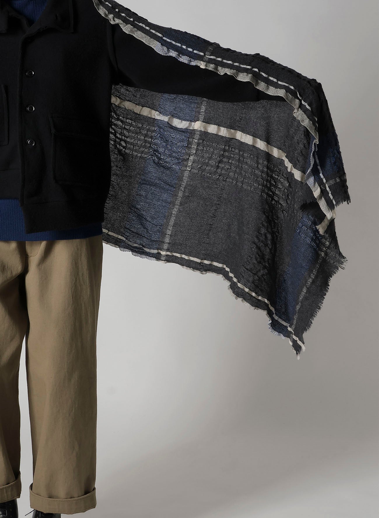 W PLAID FRILL SCARF