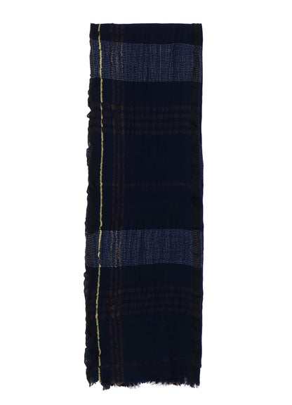 W PLAID FRILL SCARF