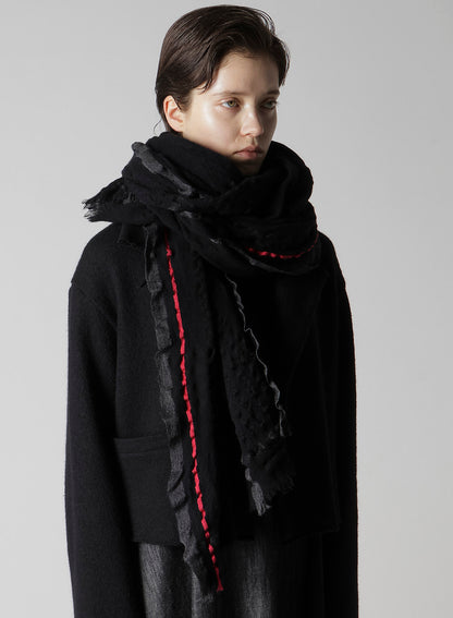 W PLAID FRILL SCARF