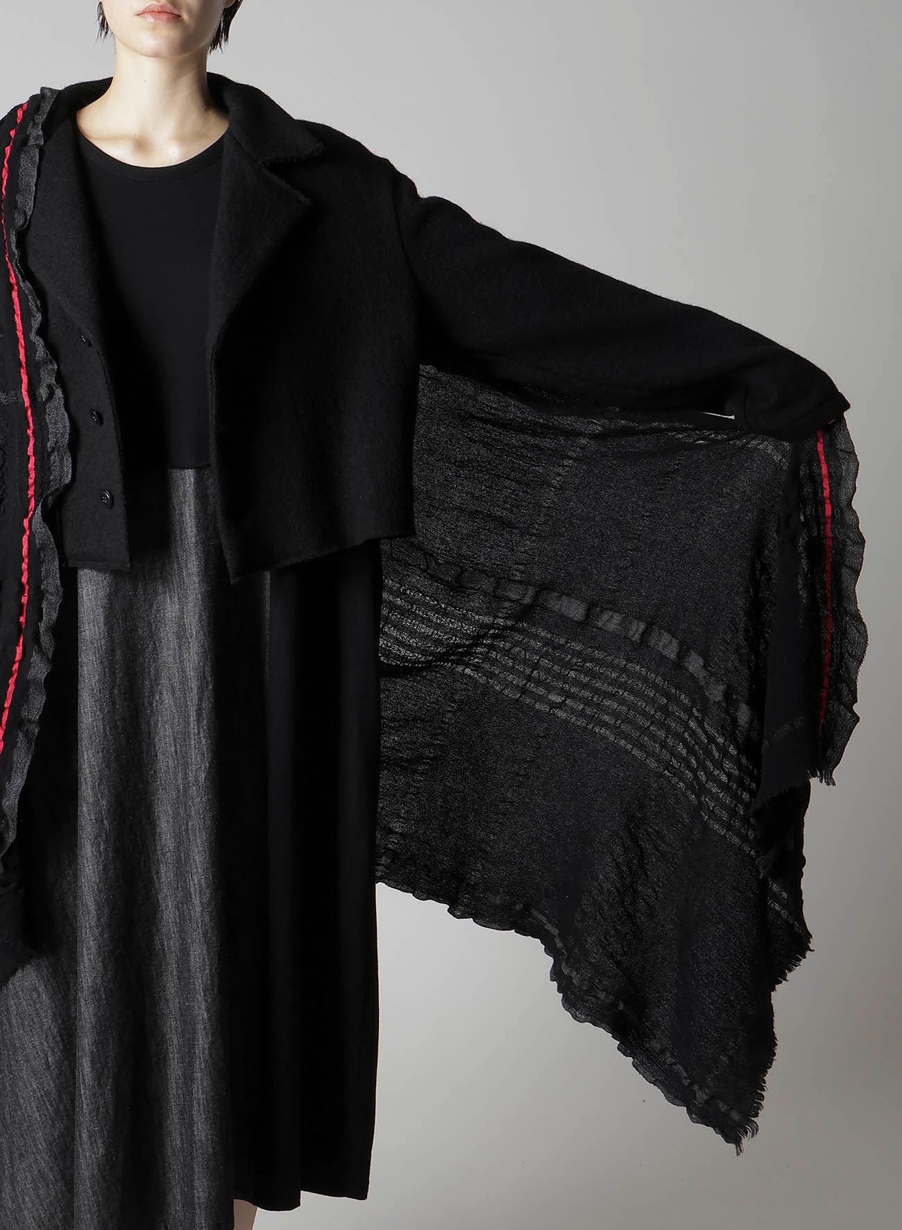 W PLAID FRILL SCARF