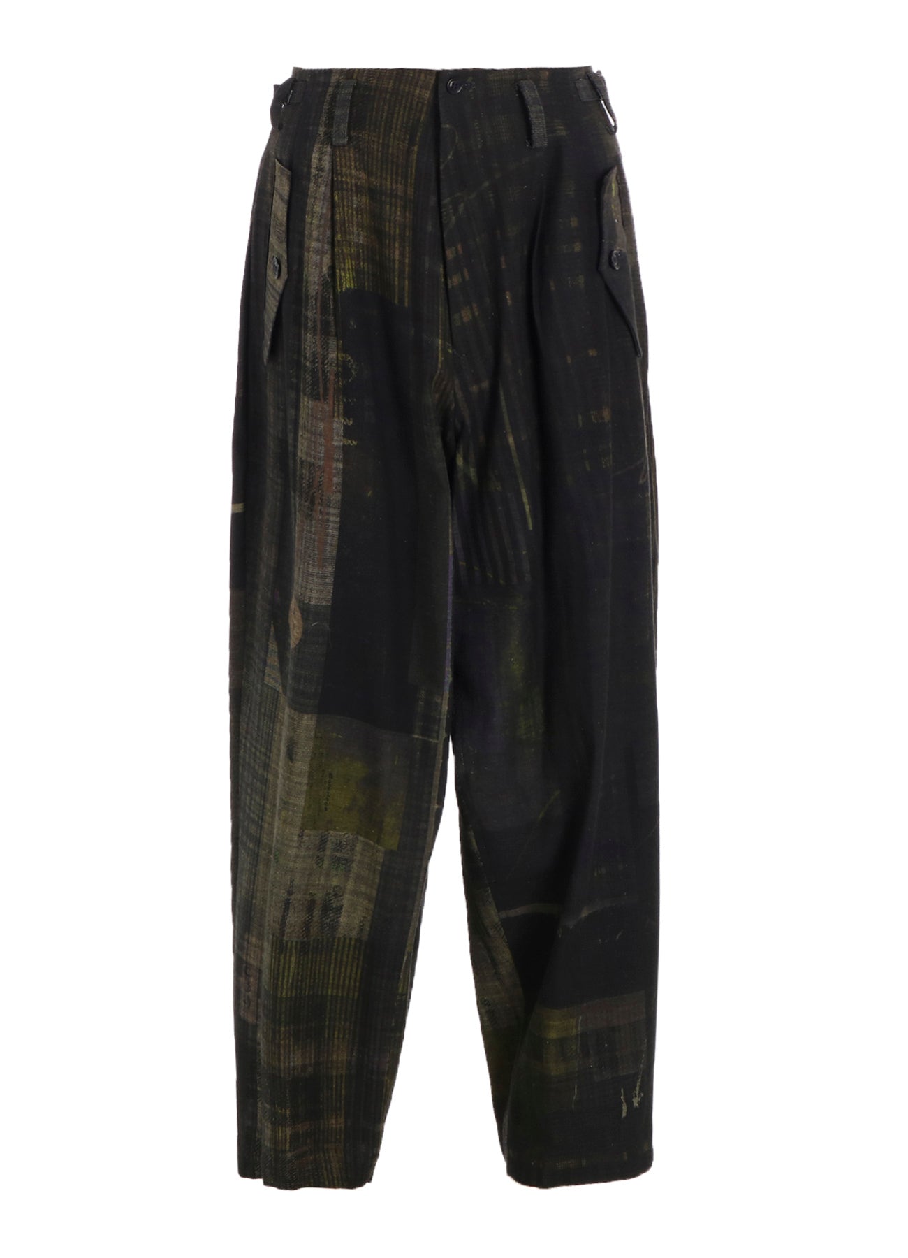FADED PLAID 6OZ DENIM DOUBLE TUCK WIDE PANTS