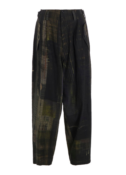 FADED PLAID 6OZ DENIM DOUBLE TUCK WIDE PANTS