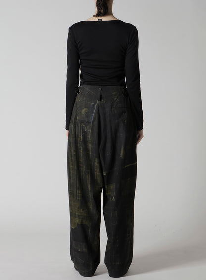 FADED PLAID 6OZ DENIM DOUBLE TUCK WIDE PANTS