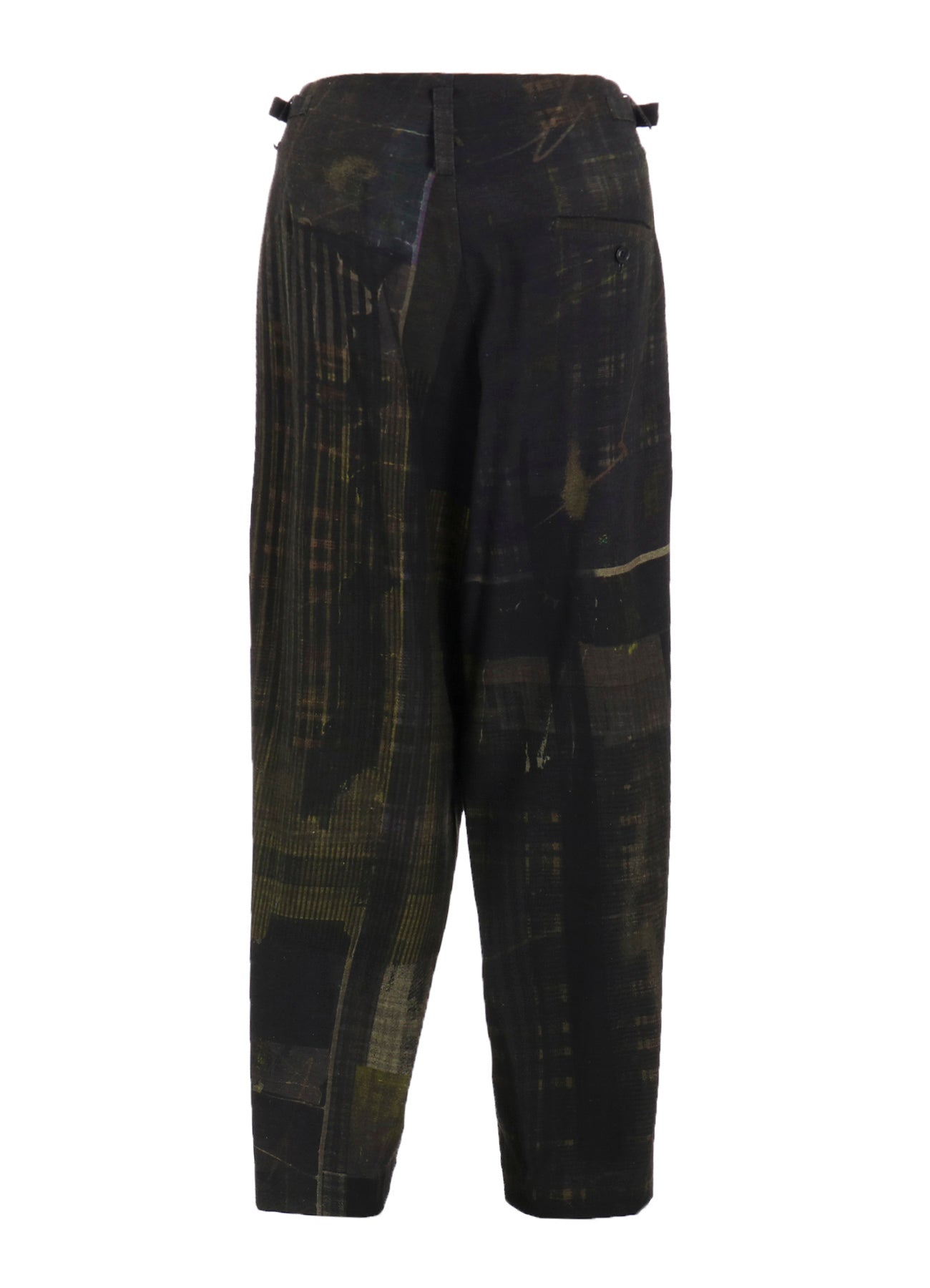 FADED PLAID 6OZ DENIM DOUBLE TUCK WIDE PANTS