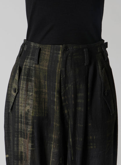 FADED PLAID 6OZ DENIM DOUBLE TUCK WIDE PANTS