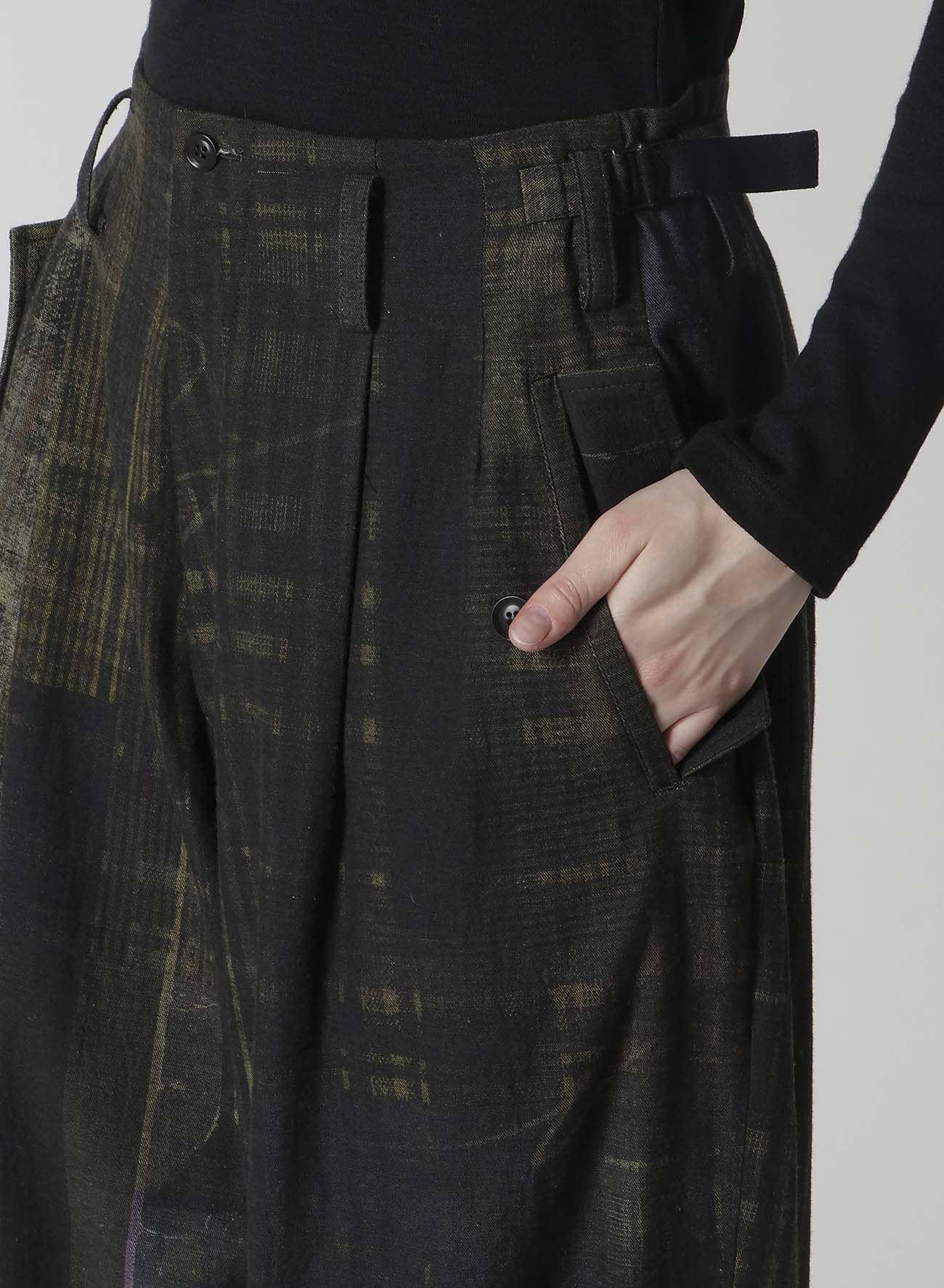 FADED PLAID 6OZ DENIM DOUBLE TUCK WIDE PANTS