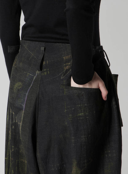 FADED PLAID 6OZ DENIM DOUBLE TUCK WIDE PANTS