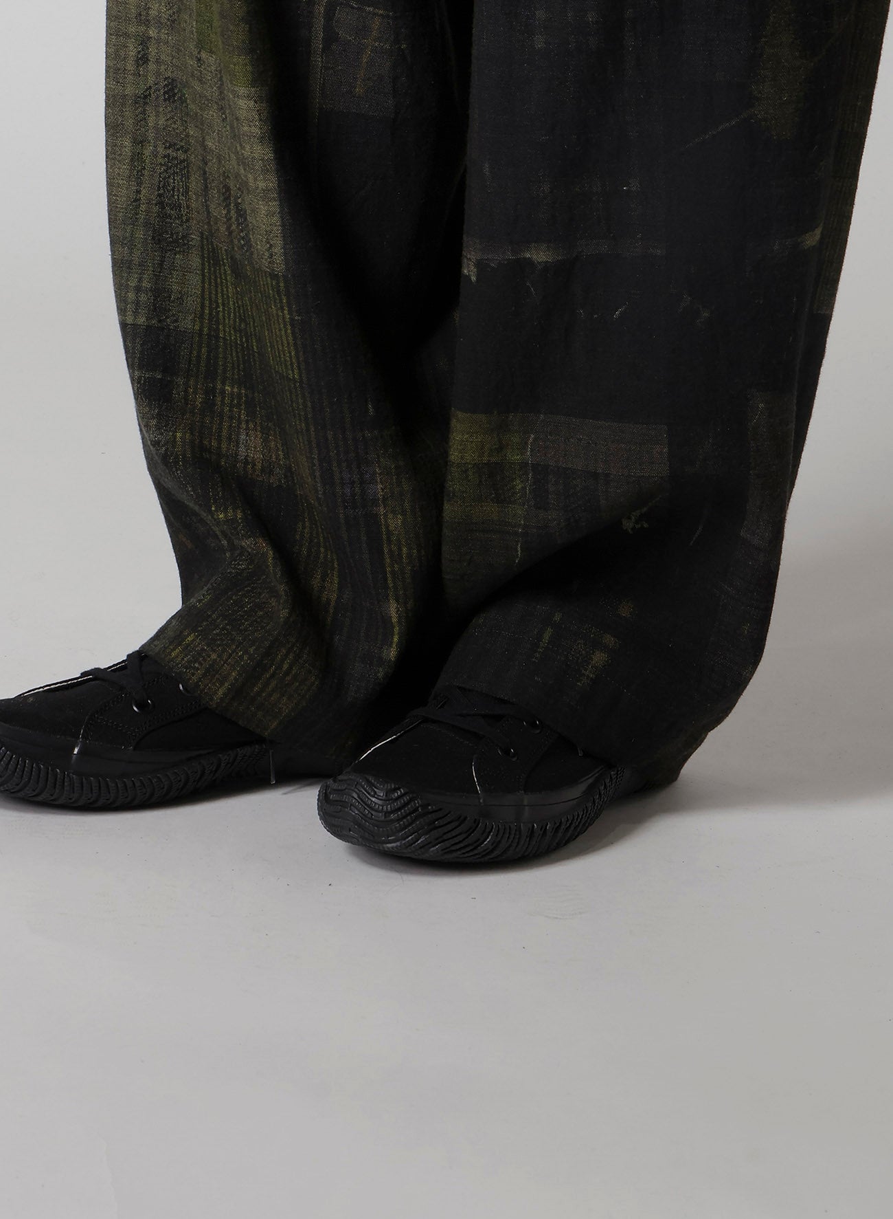 FADED PLAID 6OZ DENIM DOUBLE TUCK WIDE PANTS